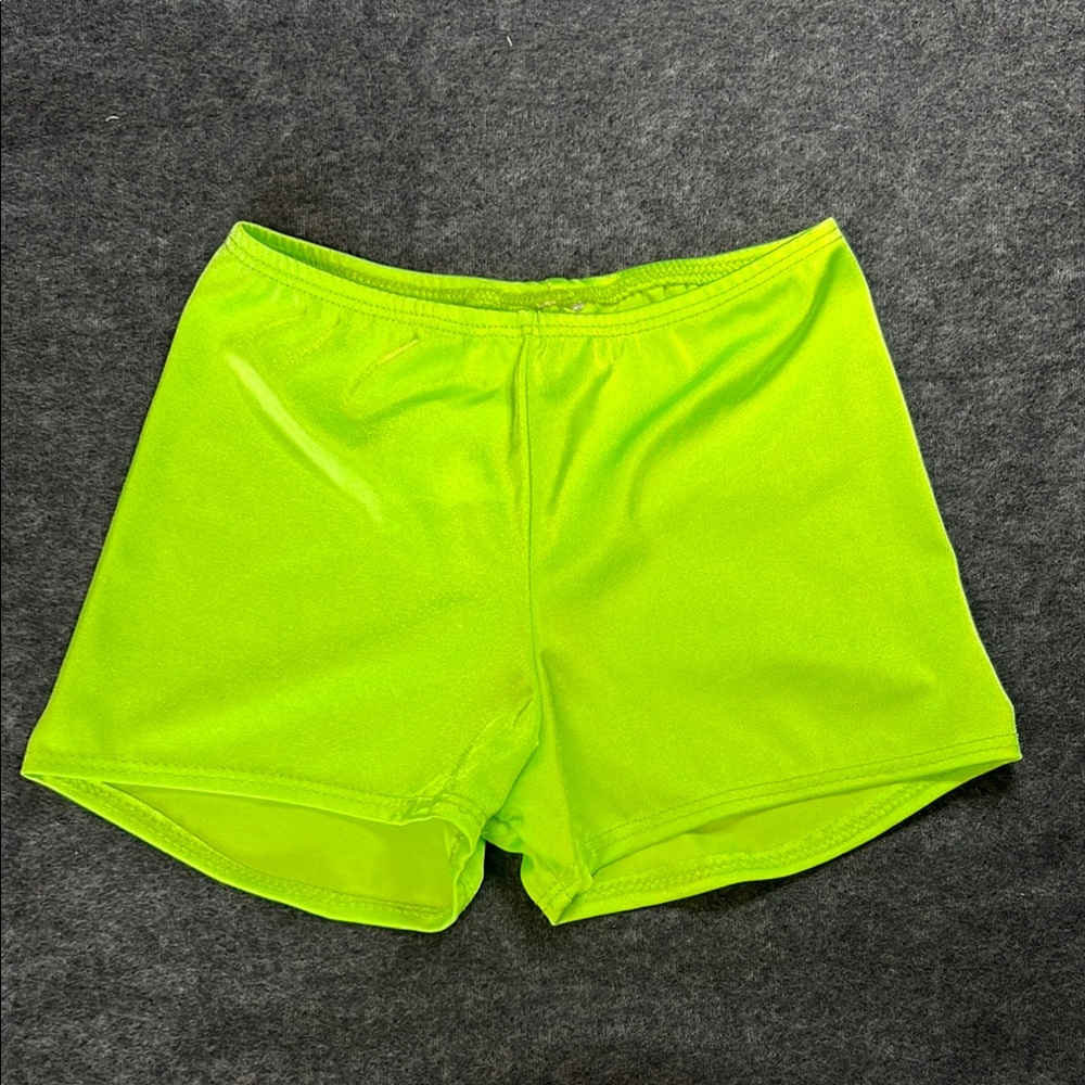 Neon Green Spandex Costume Shorts M(8-10) NWOT